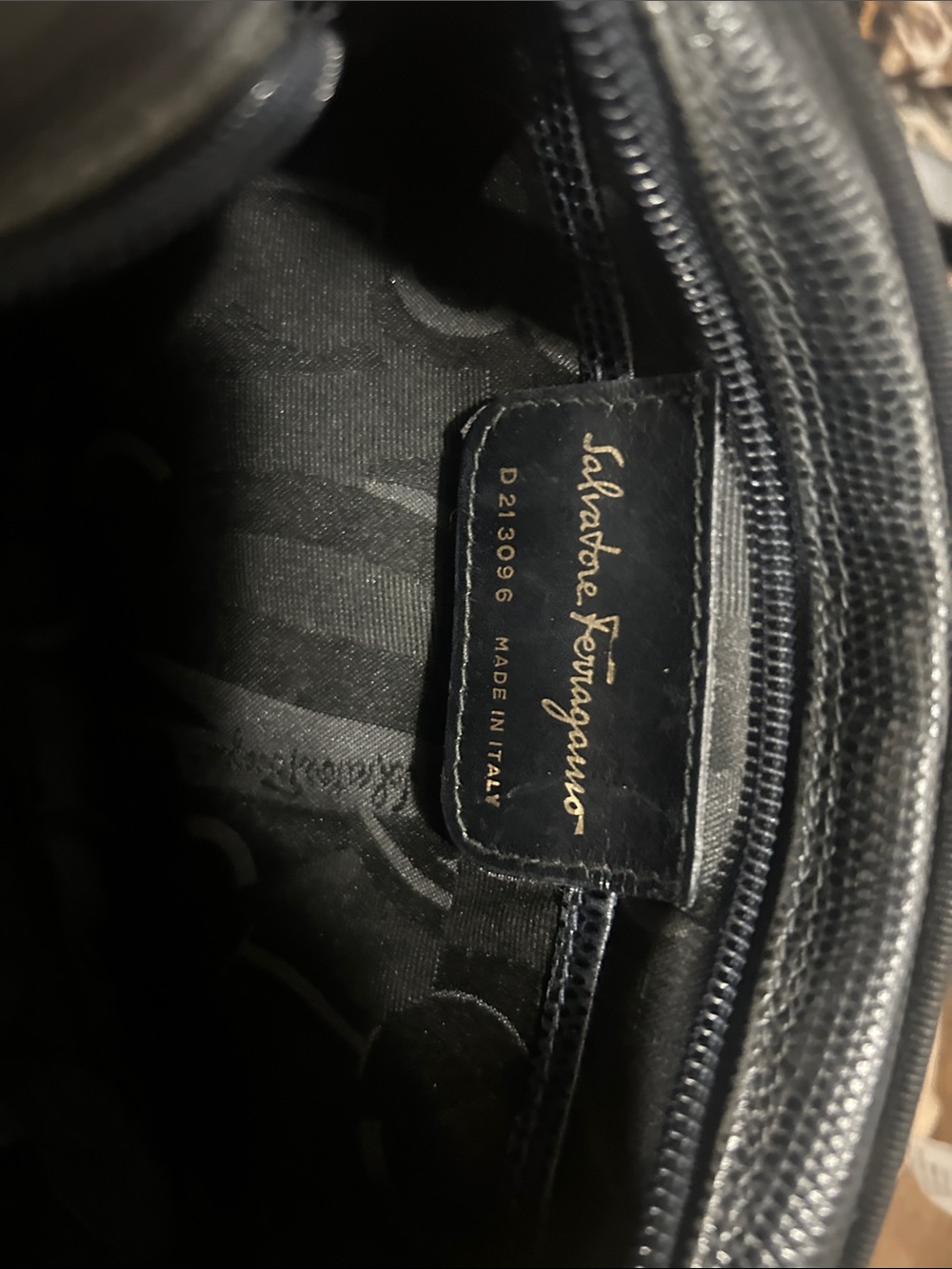 Salvatore Ferragamo vinBlack Lizard-Embossed Leather Crossbody with Gold Buckle - Picture 11 of 12